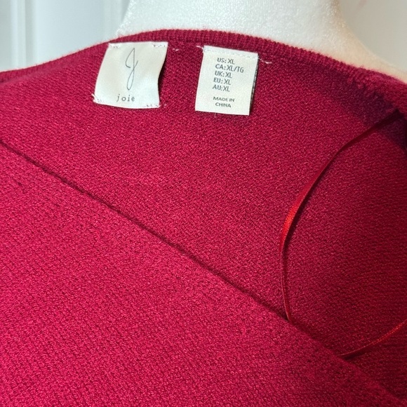 Joie Red V-Neck Sweater with Balloon Sleeves size XL - Picture 11 of 12